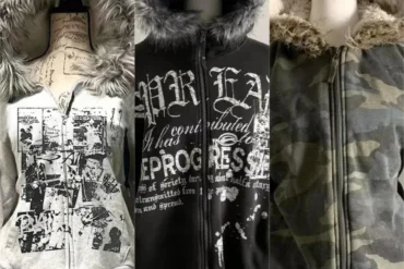 Subculture Gothic Women Coats with Hoodies Vintage Korean Harajuku Black Jackets Faux Fur Coat Female Loose Casual Sweatshirt