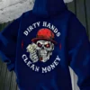 2025 Autumn and Winter New Collection Men's Gothic "Dirty Hands Clean Money" Biker Reaper Graphic Sport Hooded Sweatshirt