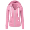 Autumn/Winter New Women's Personalized Fashion Sports Hoodie Long Sleeve Drawstring Pocket Zipper Coat Woolen Sweater Top