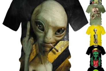 Funny Alien Graphic T Shirt for Men 3D UFO Invader Printed T-Shirt Fashion Womens Clothing Cool Kids Tee Shirts y2k Short Sleeve