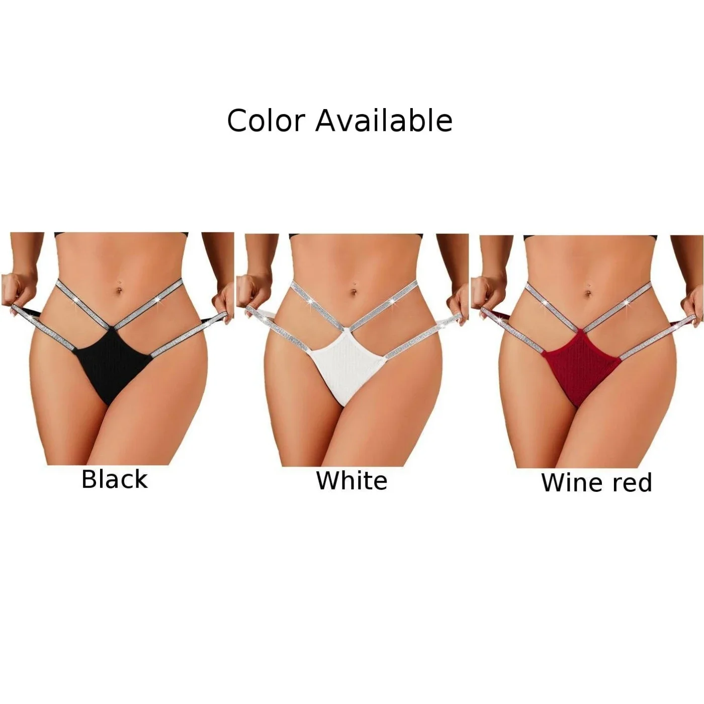 Hot Leisure Panties Womens Briefs G-String G-string Hollow Knickers Lingerie Nightwear Rhinestone Sexy Stretch Summer Female - Image 5