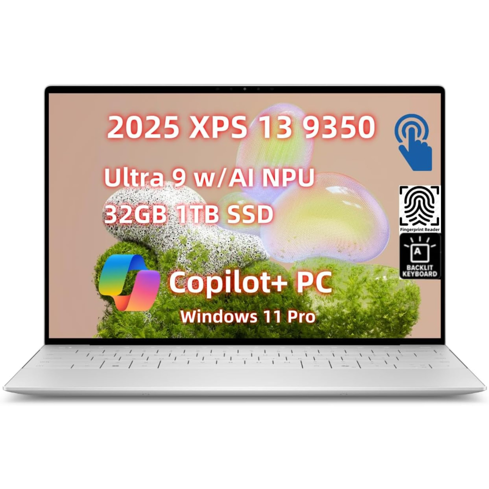 NewestDell XPS 13 9350 Business Laptop AI Copilot+ PC (13.4" Touch 2.5K 120Hz, Inte.l Core Ultra 9 AI NPU, 32GB RAM, 1TB SSD), Backlit Keyboard, FP, Light Weight + Ultra Thin, WiFi7, Win 11 Pro