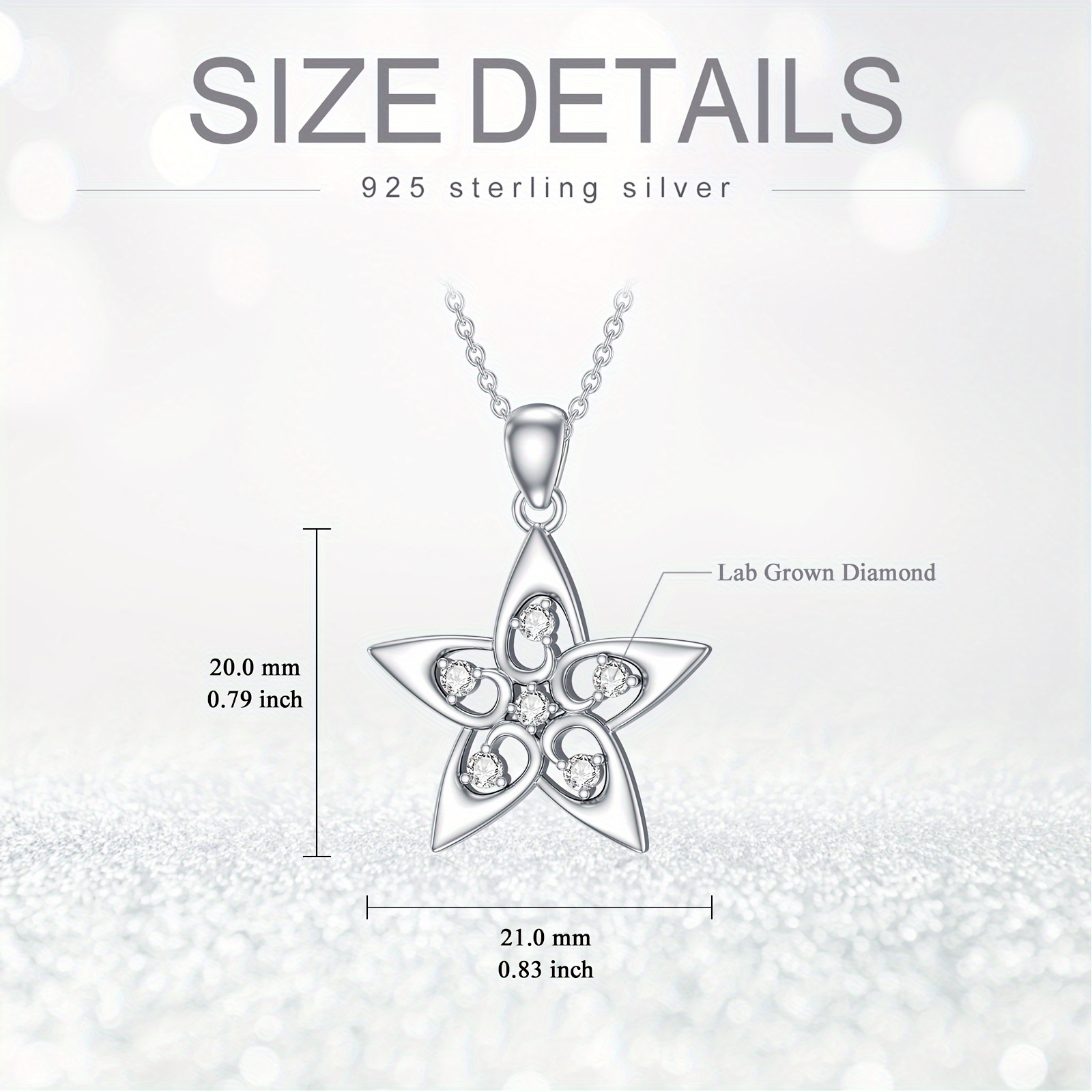 Diamond Star Necklace for Women 925 Sterling Silver Star Pendant with Lab Grown Diamonds Jewelry Gifts for Her - Image 4