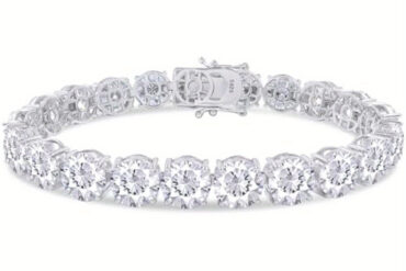 1pc 68-84 carat tennis bracelet, 10mm round laboratory synthetic, 925 sterling 925 Silver bracelet for men and women alike 7 to 8.5 inches