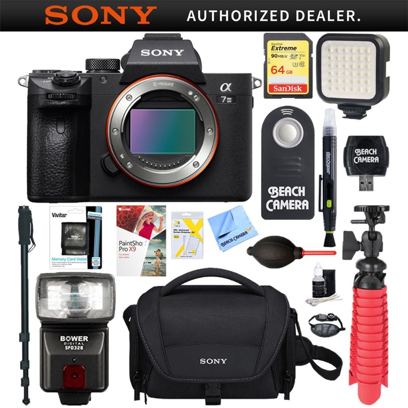 Sony a7III Mirrorless Digital Camera Body +64GB Memory andamp; Accessory a7 iii Bundle