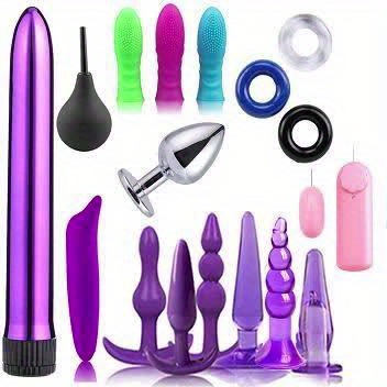 17pcs Anal Plug Vibrator Penis Rings Kit, Anal Plug Anal Beads Dildo Rooster Ring Vibrator Adult Pleasure Erotic SM Props Set, Vibrating Anal Plug Kit for Men And Women, Couple Flirting Sex Toy Battery Not Include - Image 7