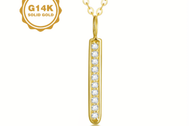 14K Solid Golden Bar Necklace for Women