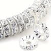 [Silvery Rhinestones] 100/600pcs Silvery Plated Czech Crystal Rhinestones | Round Interval Beads 8mm (0.31in) | Used In Jewelry for Loose Bead Bracelets