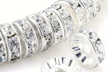 [Silvery Rhinestones] 100/600pcs Silvery Plated Czech Crystal Rhinestones | Round Interval Beads 8mm (0.31in) | Used In Jewelry for Loose Bead Bracelets