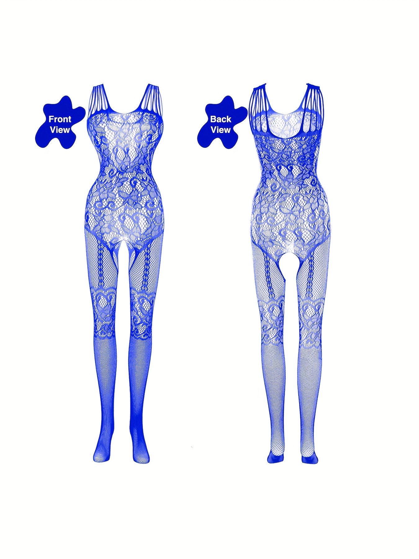 4 sets Sexy Fishnet Bodystocking with Open Crotch and Jacquard Design - Women's Lingerie and Underwear - Image 7