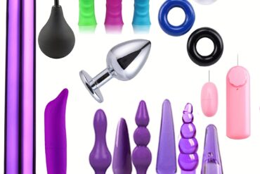 17pcs Anal Plug Vibrator Penis Rings Kit, Anal Plug Anal Beads Dildo Rooster Ring Vibrator Adult Pleasure Erotic SM Props Set, Vibrating Anal Plug Kit for Men And Women, Couple Flirting Sex Toy Battery Not Include