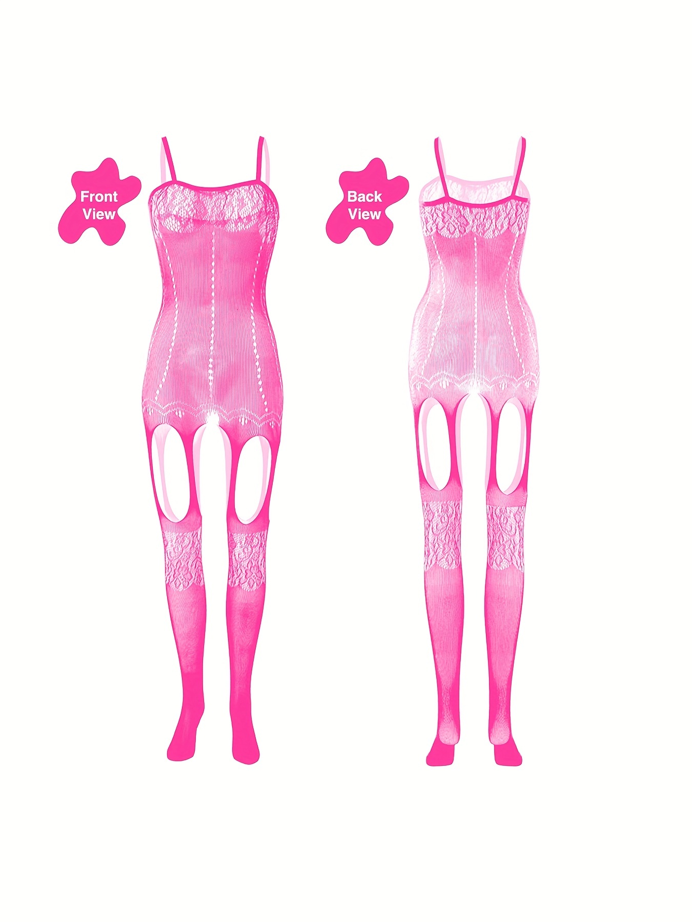 4 sets Sexy Fishnet Bodystocking with Open Crotch and Jacquard Design - Women's Lingerie and Underwear - Image 10