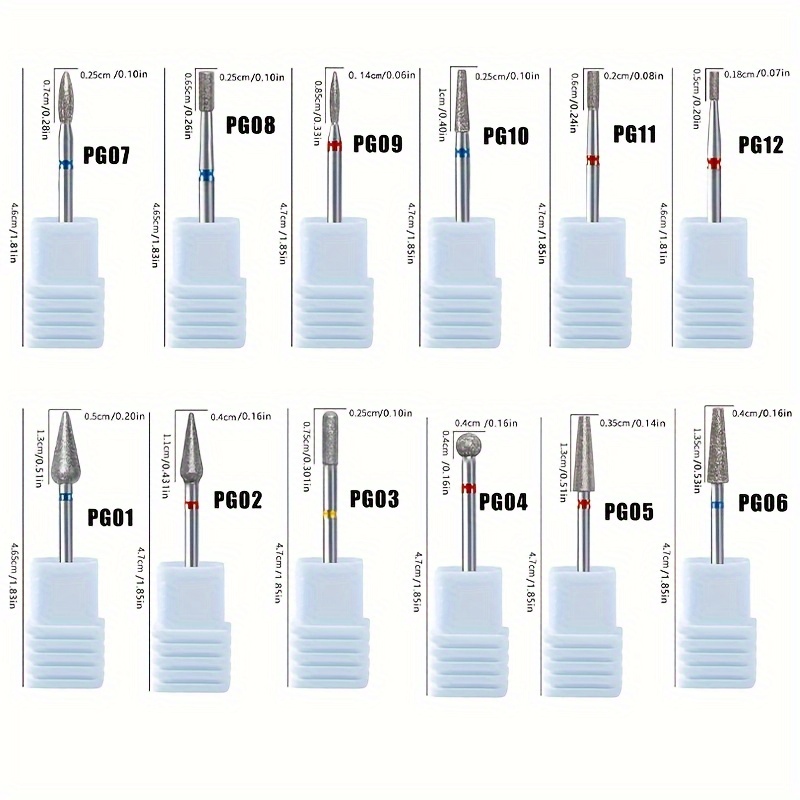 12pcs Professional Electric Nail File Set for Salon and Home Use - Diamond Sanding Heads, Effortlessly Remove Acrylic and Gel Nails, Polish Cuticles, and Smooth Nails - Image 6