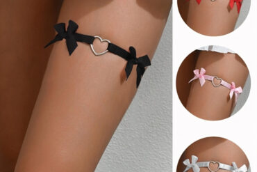 1pc/2pcs Women'S Gothic Punk Leg Ring Adjustable Leg Strap with Bow Tie Sexy Leg Chain in 4 Colors for Daily Wear and Party Accessories, Cute Style, Solid Color, Bow Details, Hand Wash or Professional Dry Clean, Weaving Method, Adult Applicable People