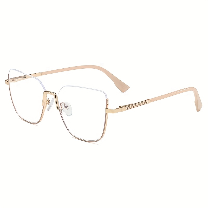 Retro Women's fashion cat-eye glasses, metal half-frame design, suitable for home and work commuting, Stylish Glasses, Retro Eyewear, Classic Style, Metal Frame, Lightweight Frames, Sleek Hinges, Trendy Eyewear, Cat-Eye Frames, Stylish Professionals, Office Women - Image 7