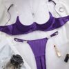 Purple Two-Piece Lingerie Set for Women, Includes a Metal Necklace And Shoulder Straps