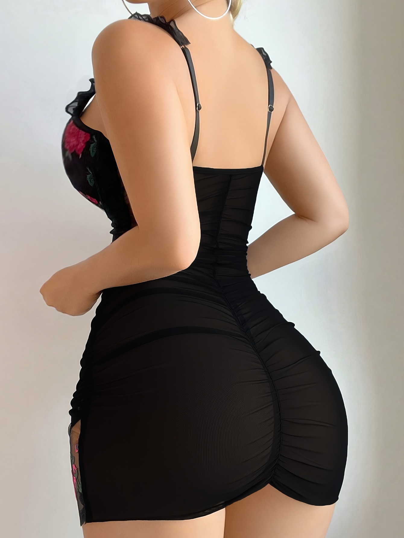 Ladies Embroidered Home Wear Strapless Slip Dress | Includes Thong, V-neck, All-season Comfort - Image 6