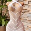 Women's Sheer Fishnet Halter Babydoll Dress - Lingerie Chemise Mini Teddy Suitable for Performance & Themed Parties | Nightwear Outfit