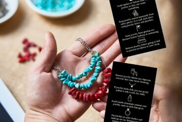 50pcs, Jewelry Care Instruction Cards, Jewelry Care | Jewelry Consultant Supplies | Black and White Design Cards