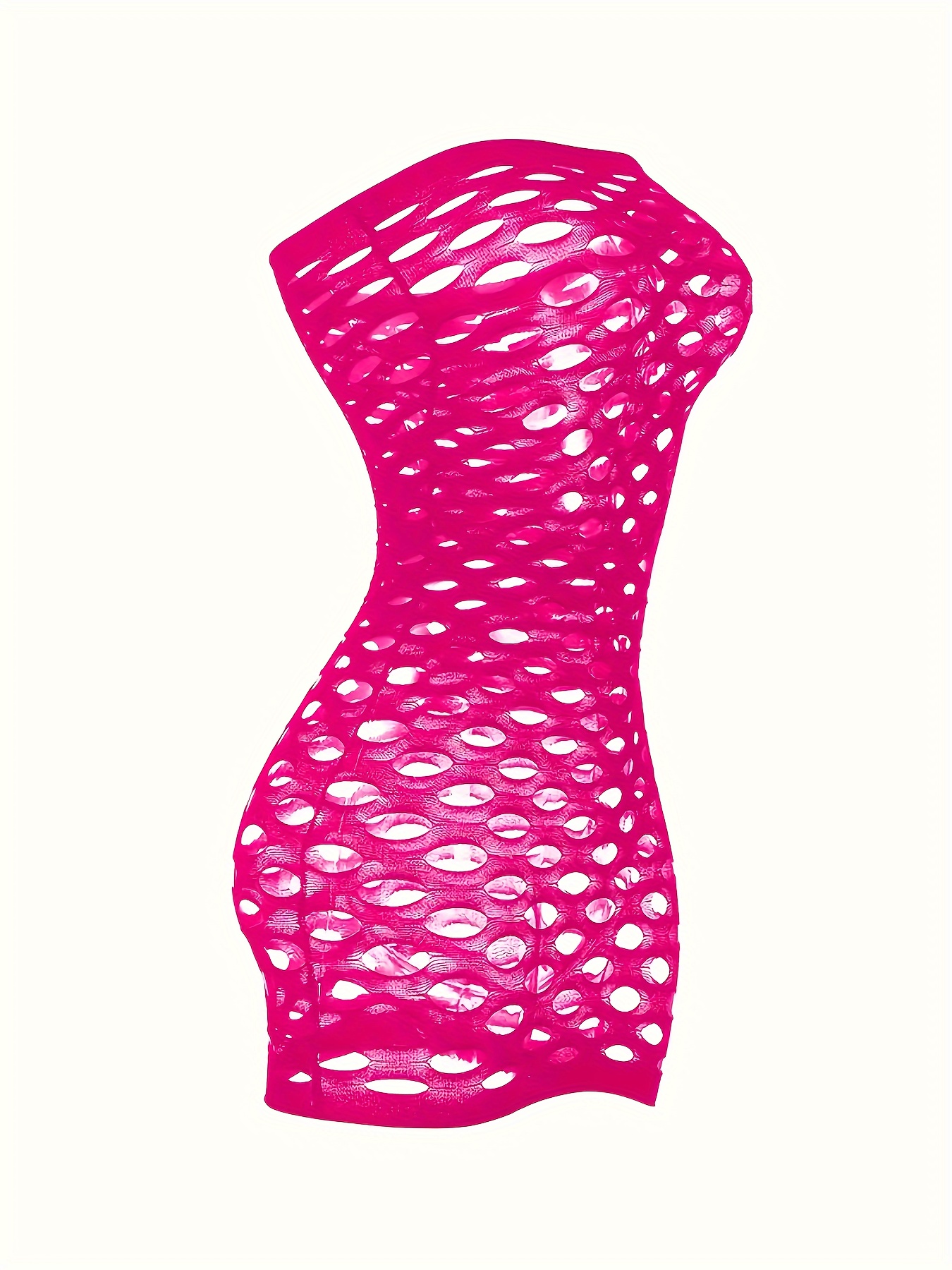 Women's Sexy Sheer Lingerie & Fishnet Stocking Dress - Full-Leg Cutout Bodystocking, Semi- Hollowed Out Tight Bodysuit (Pink/Purple/Black/White/Red) - Hand Wash Only, Novelty Outfit - Image 9