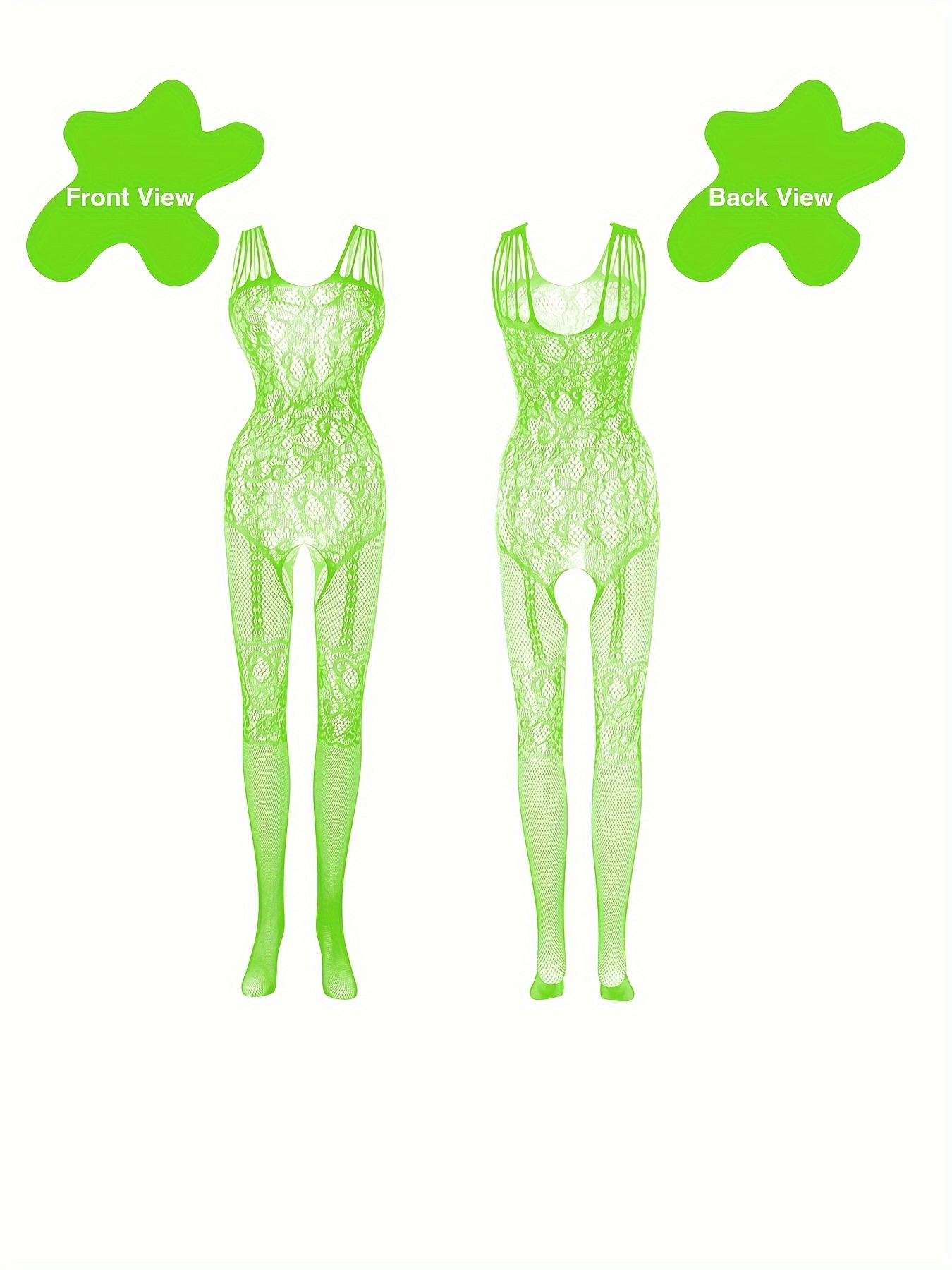 4 sets Sexy Fishnet Bodystocking with Open Crotch and Jacquard Design - Women's Lingerie and Underwear - Image 8