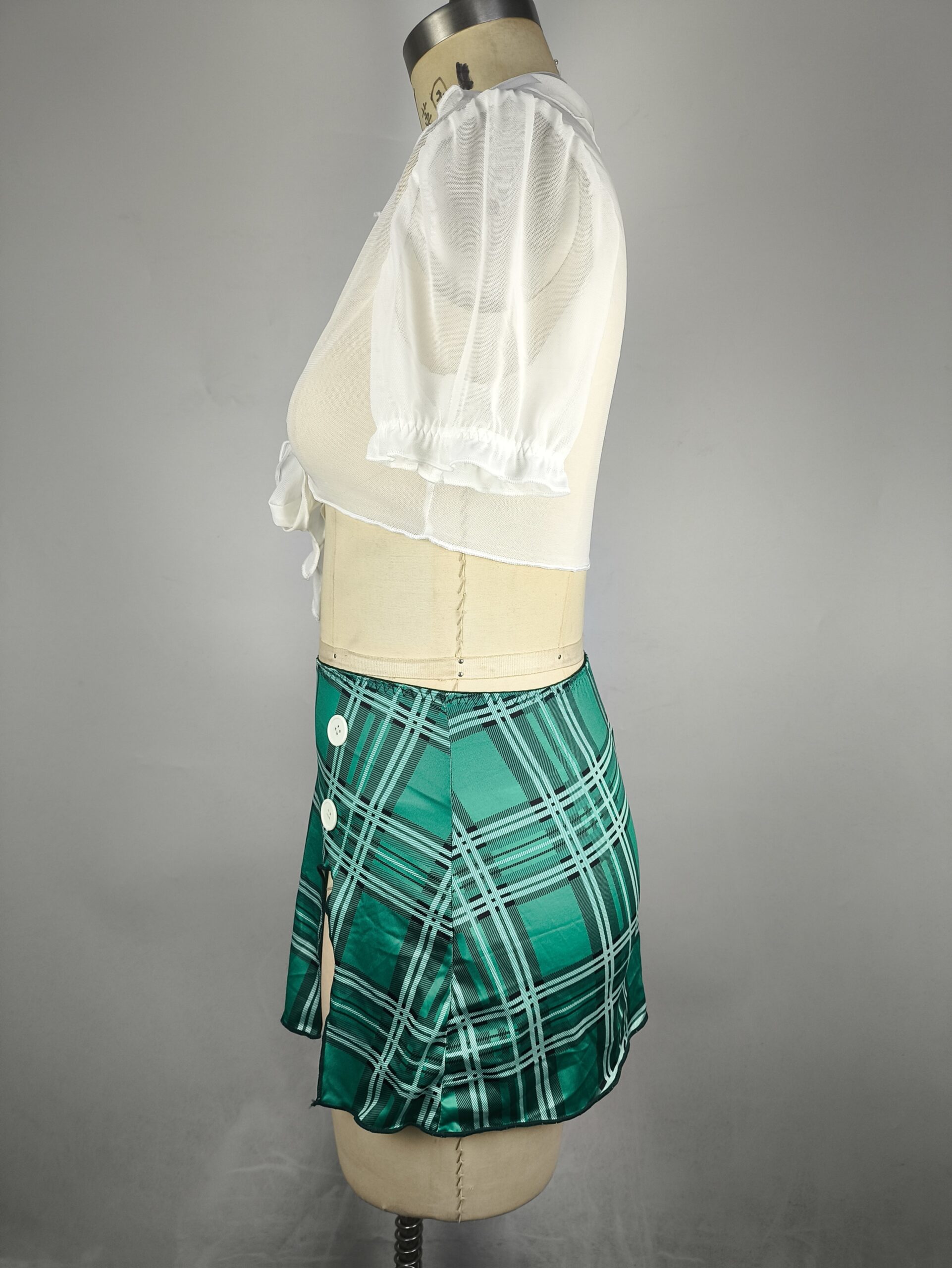 Holiday Gift Erotic Lingerie Set, Maid Style V-Neck Tie-Up Top + Plaid Skirt, Exclusive for Valentine's Day and Christmas - Image 7