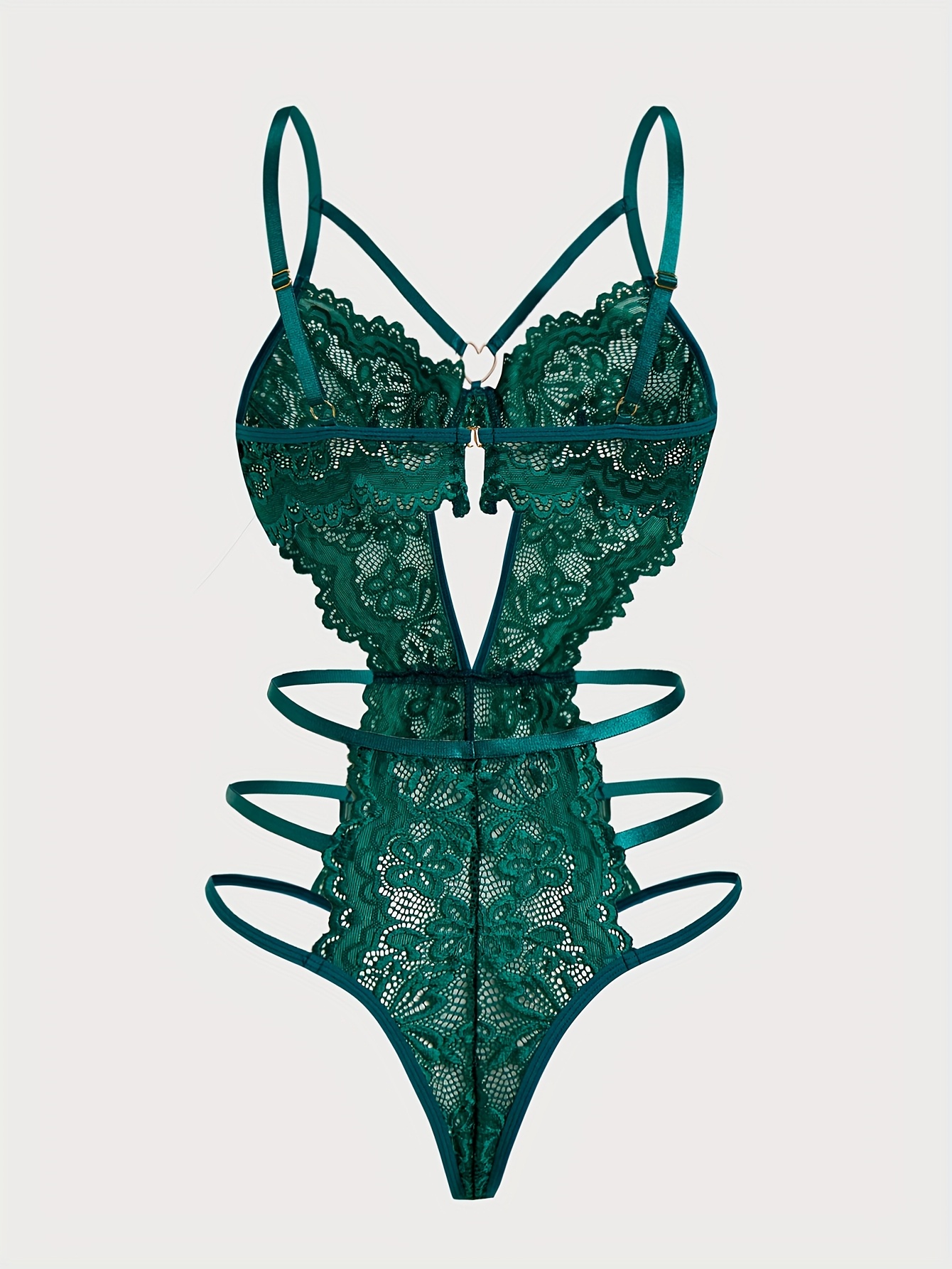 Hot Floral Lace Teddy, Cut Out Heart Linked Backless Bodysuit, Women's Sexy Lingerie & Underwear - Image 10