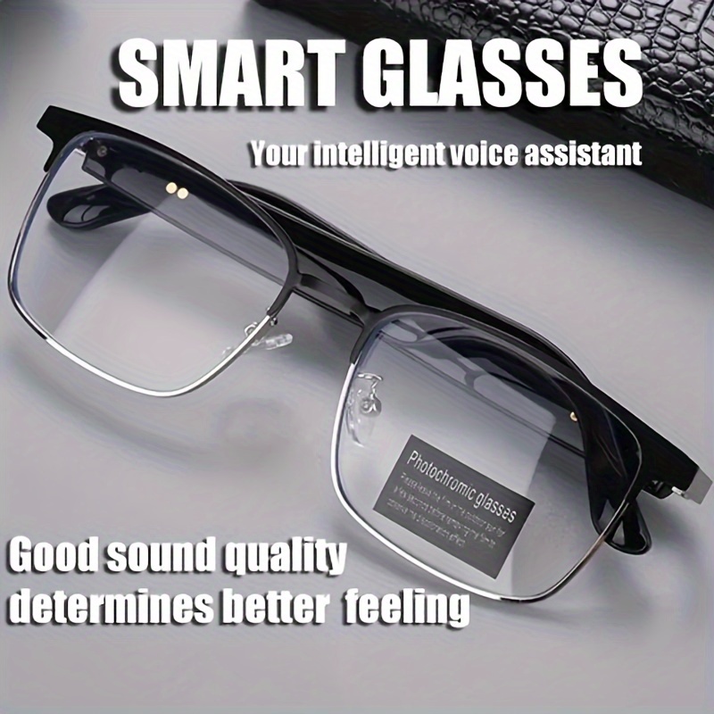 Smart Audio Glasses, New Smart Glasses with Automatic Dimming Lenses, Built-in Microphone and Speaker, High-Definition Voice Calling and Hifi Music Quality, Automatically Turning Into Fashion Glasses in Sunlight, Suitable for Sports, Driving, Fishing