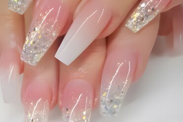 [Pink Coffin Nail] 24pcs Long Coffin Nail | Pink Fashion Gradient Shimmer Glitter