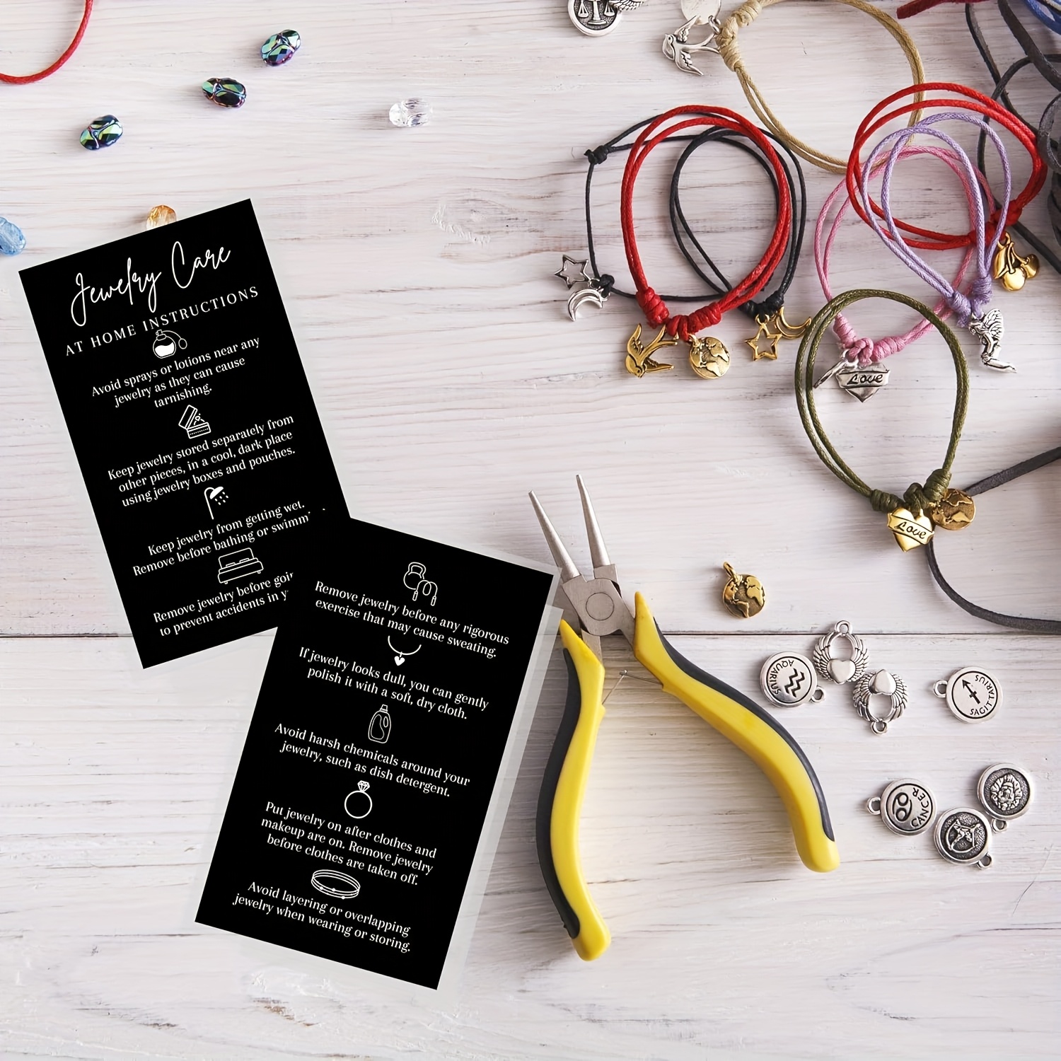 50pcs, Jewelry Care Instruction Cards, Jewelry Care | Jewelry Consultant Supplies | Black and White Design Cards - Image 8