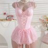 4pcs Pink Lover Lingerie Set | Satin Chemise Robe, Seductive Sleepwear for Women, Valentines Day Gift, Boudoir Essentials