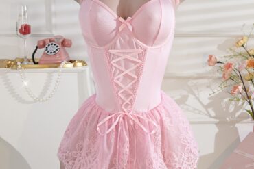 4pcs Pink Lover Lingerie Set | Satin Chemise Robe, Seductive Sleepwear for Women, Valentines Day Gift, Boudoir Essentials