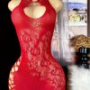 Women's Sheer Fishnet Halter Babydoll Dress - Lingerie Chemise Mini Teddy Suitable for Performance & Themed Parties | Nightwear Outfit