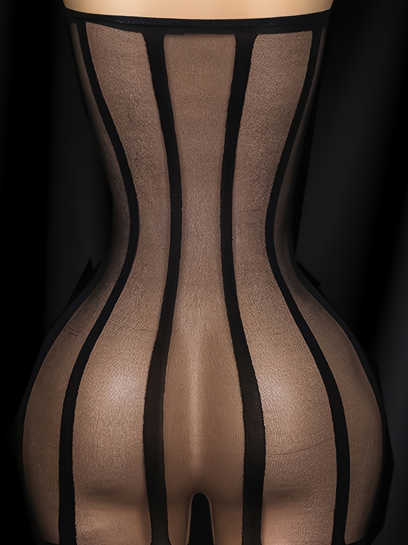 Sexy Mesh Bodysuit, Fishnet Sheer Sleeveless Mini Striped Net Dress with Slit Hip Skirt and Tight-fitting One-Piece/Bodystocking Suitable for Sleepwear & Rave Parties - Image 4