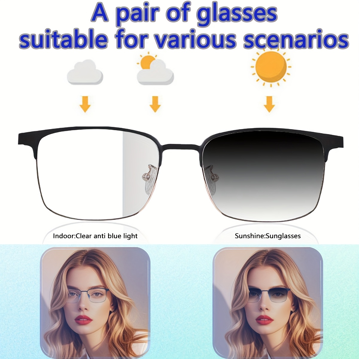 Smart Audio Glasses, New Smart Glasses with Automatic Dimming Lenses, Built-in Microphone and Speaker, High-Definition Voice Calling and Hifi Music Quality, Automatically Turning Into Fashion Glasses in Sunlight, Suitable for Sports, Driving, Fishing - Image 11