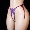 Sheer Thong Underwear with Embroidered Lace And a Tie Design