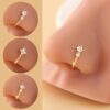 [3pcs Nose Clips] 3pcs U-Shaped No-Piercing Nose Rings and Clips | Elegant and Sparkling Accessories | White Golden Plated Copper with Synthetic Zirconia, Bohemian Style, Minimalist Design, Easy Clip-on Design