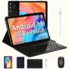 Android 15 Tablet Latest Tablets, 10.1 Inch Tablet 8GB RAM 256GB ROM, 8000mAh Battery 2in 1 Tablet with Keyboard, Case, Stylus Without Electricity., Tablet PC, 5G Wifi, 5MP+16MP Dual Camera, 1280 * 800 FHD IPS Screen, Tablet, Pad
