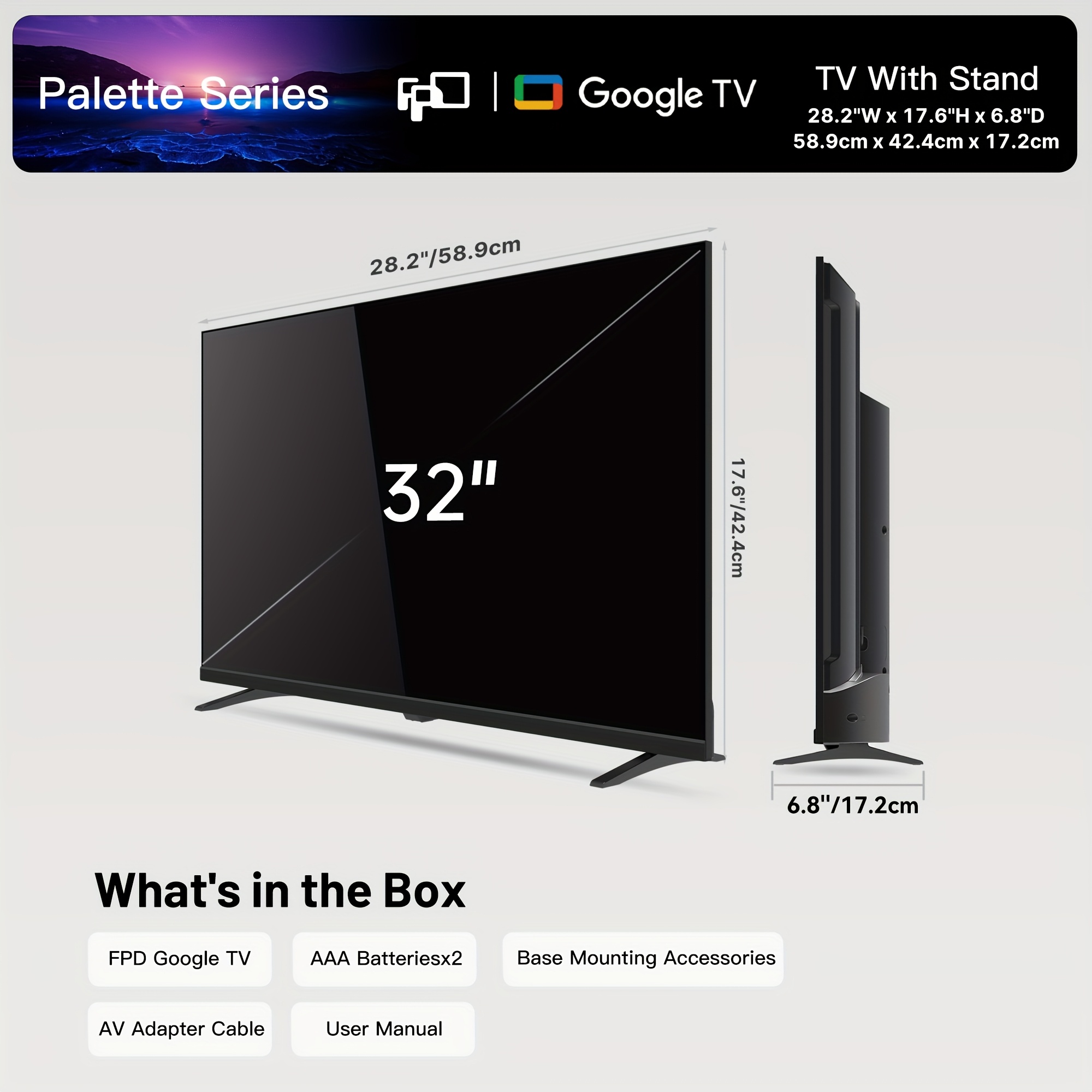 FPD 32 Inch Smart TV Google TV HD 720P with Google Play And Chromecast Built In, HDR 10, Audio, Voice Remote, Stream Live TV (Palette Series, US32GFS, 2025 Model) - Image 4
