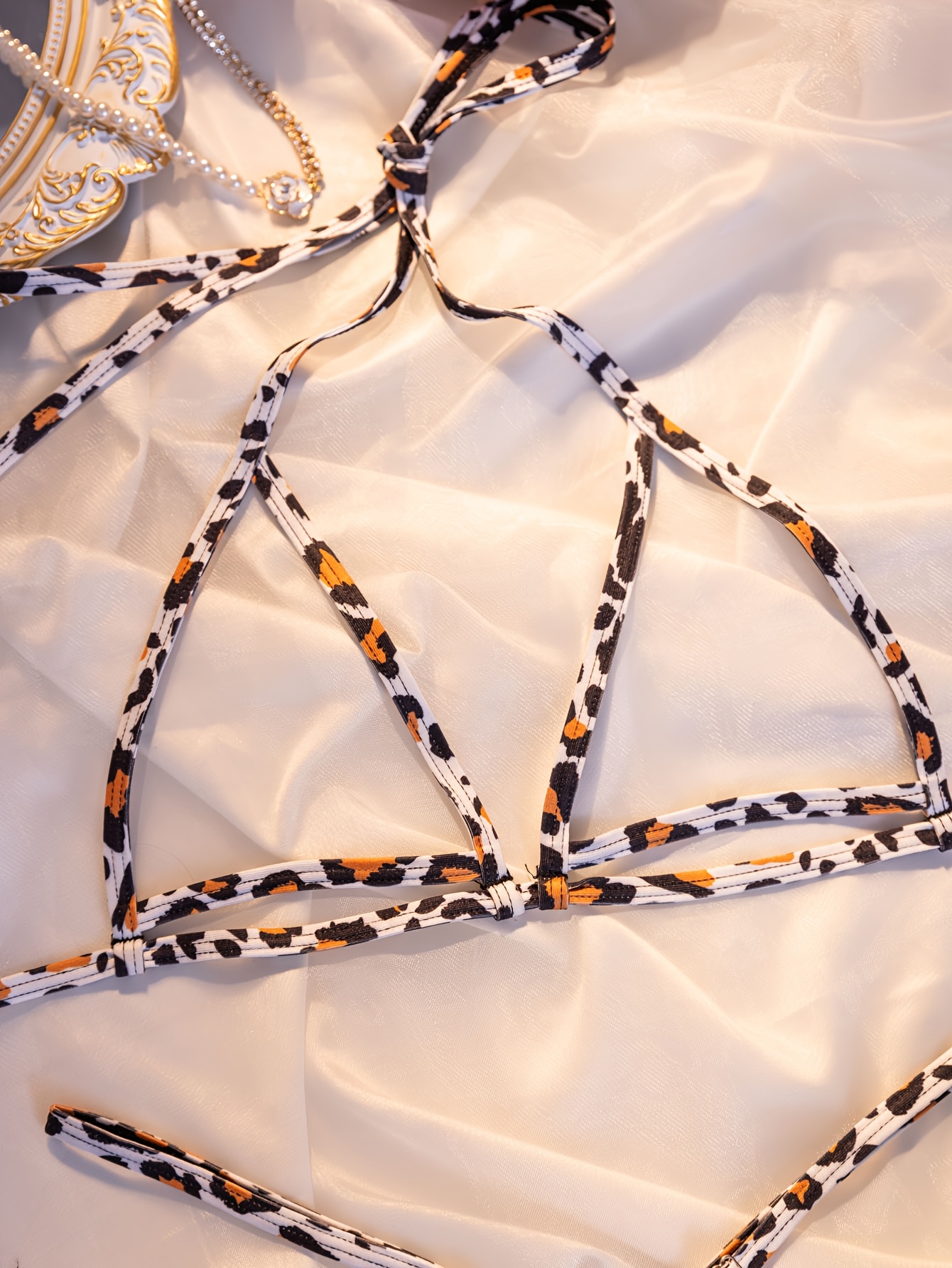 Western Style Sexy Leopard Print Hollow-Out Lace Bra and Thong Set for Women - Image 4