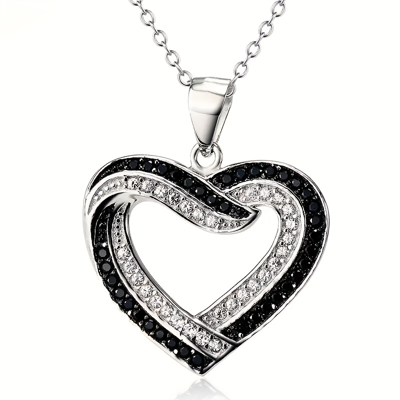 Fashionable Heart-Shaped Necklace in Black And White, For Teenager - Image 3