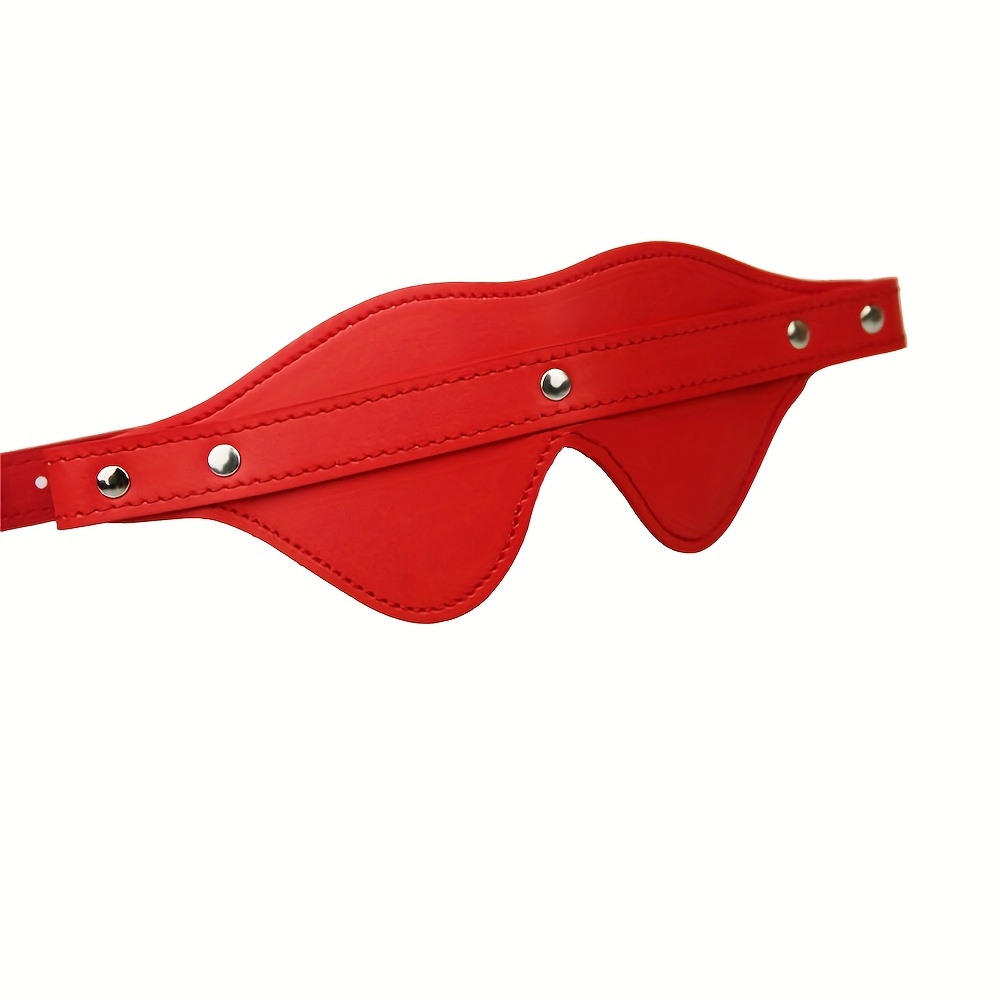 Solid Color Non-Stretch Faux Leather Blindfold - Party Style for Adult Cosplay & Role Play Accessory - Dry Clean Only, No Chest Pad or Belt - Image 4