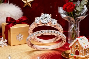 Moissanite Engagement Rings Set 925 Sterling Silver White Golden/ Yellow Golden/ Rose Golden Wedding Rings Bridal Rings Set for Women, D Color VVS1 Round Cut Bridal Sets for Women