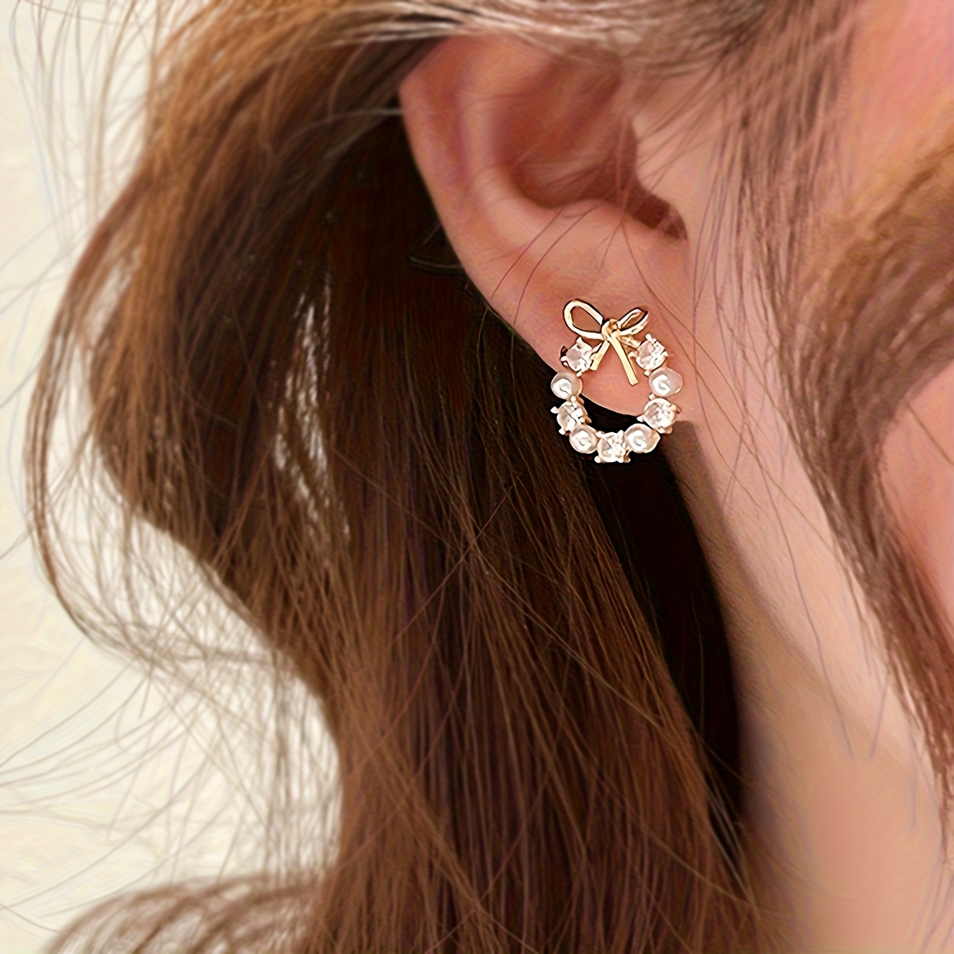 A Pair of Stylish And Luxurious Hollow Bow Earrings in a Simple Circular Design, Perfect for The Wedding Season. - Image 2