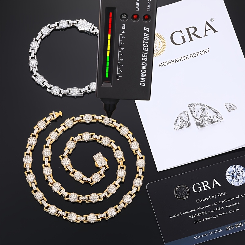 Luxury 925 Sterling Silver Necklace, 8mm Hip Hop Style, 18K Golden Plated, Microset Lab Moissanite, Cuban Chain Pendant, Classic Party Jewelry for Gifts and Thanksgiving - Unisex, Perfect Thanksgiving Choice - Image 4