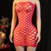 Women's Sexy Sheer Lingerie & Fishnet Stocking Dress - Full-Leg Cutout Bodystocking, Semi- Hollowed Out Tight Bodysuit (Pink/Purple/Black/White/Red) - Hand Wash Only, Novelty Outfit