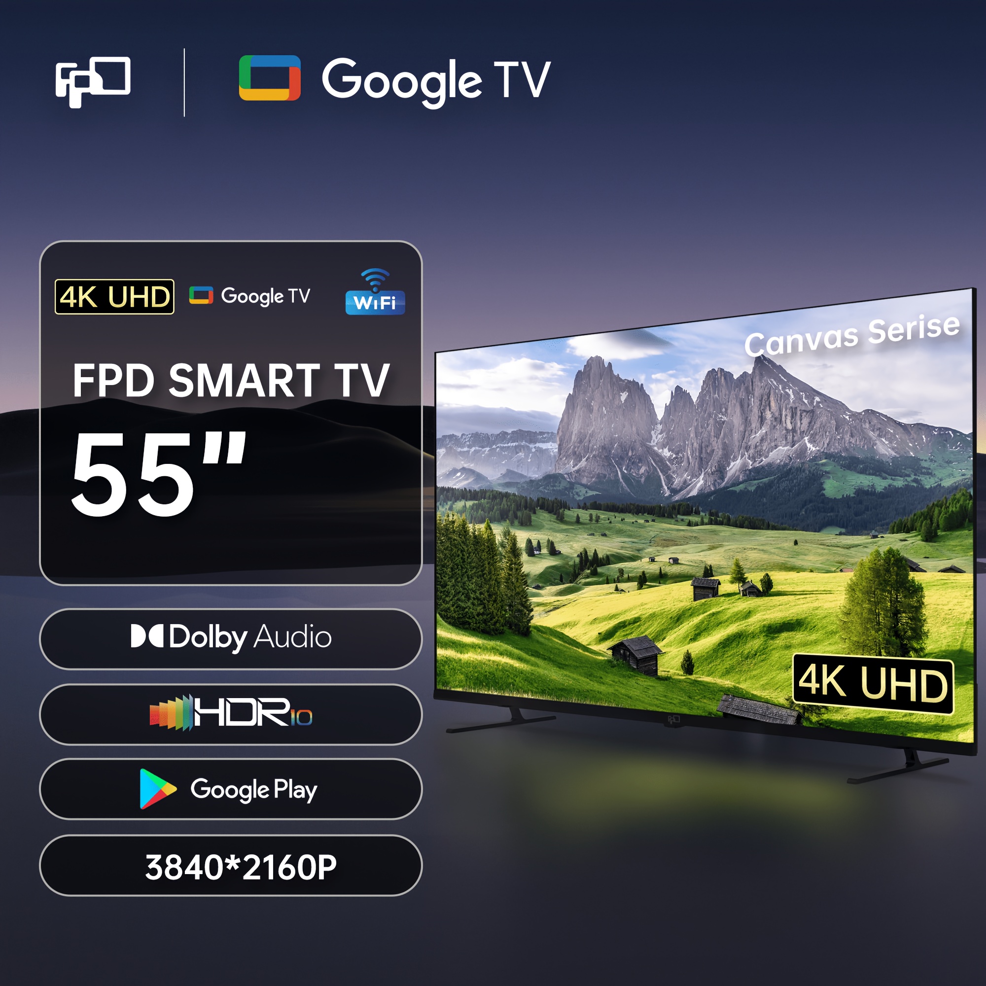 55-Inch Google TV Smart TV with 4K UHD, HDR, Vision & Atmos, MEMC, Built-In Google Play Store, Voice Remote Compatible for /YouTube/Torrent Sites Blocking - LED TVs Suitable for Google TV OS