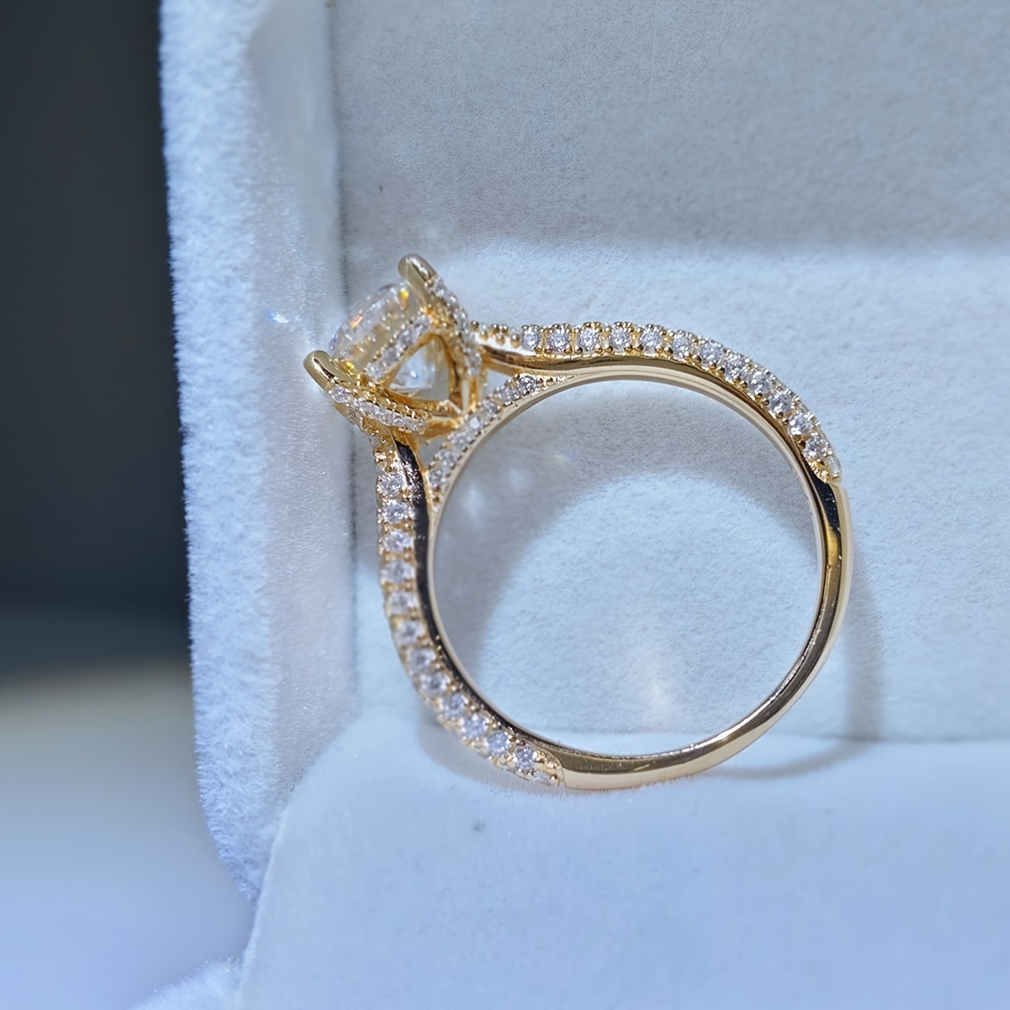 1pc Elegant 18K Golden Plated S925 Silver Moissanite Engagement Ring, Simple Style, Single Piece, Luxury Proposal Jewelry, Ideal for Daily Wear & Holiday Gifts - Image 5