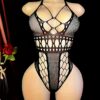 Sexy Mesh Bodysuit | Hollow Pattern, Seamless Panty, Drop Waist, Light Support for Adults