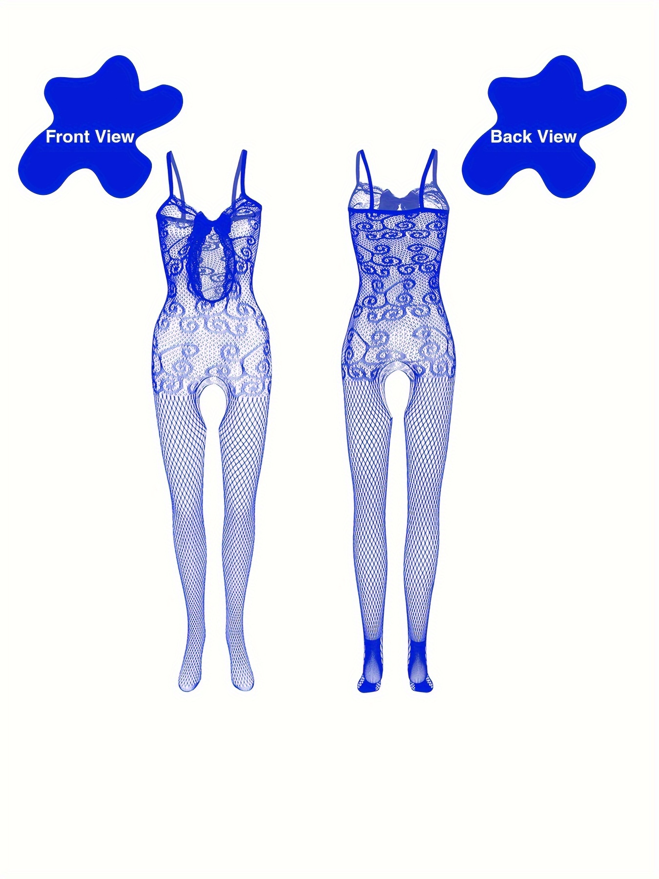 4 sets Sexy Fishnet Bodystocking with Open Crotch and Jacquard Design - Women's Lingerie and Underwear - Image 5